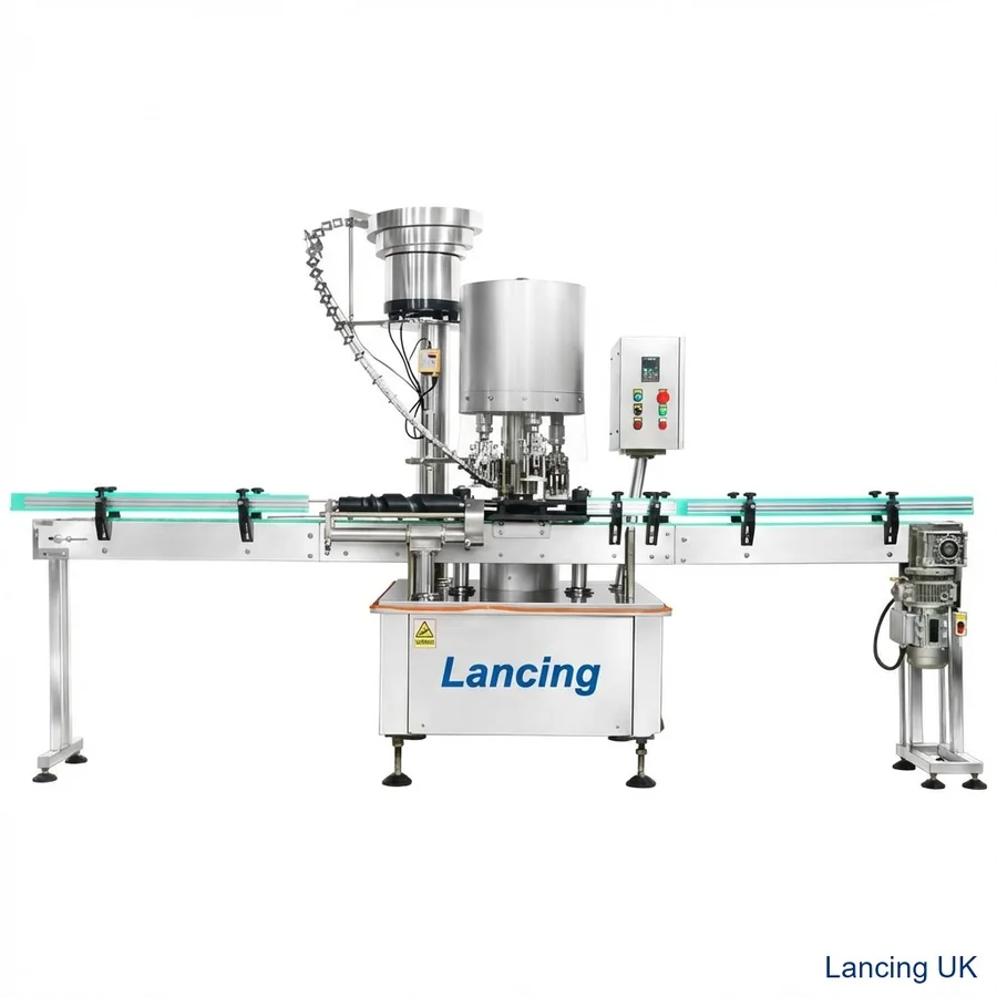 Automatic ROPP capping line with cap feeding and conveyor