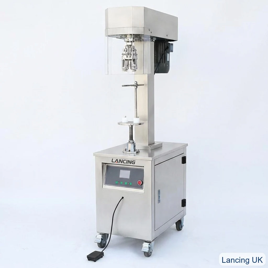 Semi automatic ROPP capping machine with adjustable bottle support
